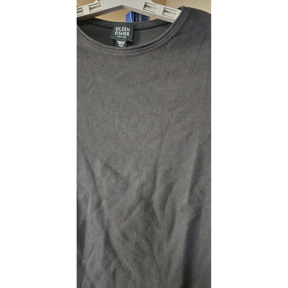 Eileen Fisher PM Black Crew Neck Short Sleeve Tee Shirt D25 Cotton Excellent - Picture 3 of 5